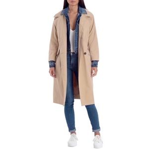 AVEC LES FILLES DENIM BIB LONG TRENCH COAT